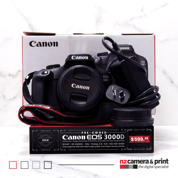Pre-Owned Canon EOS 3000D with 18-55mm Lens Bundle – NZ Camera & Print
