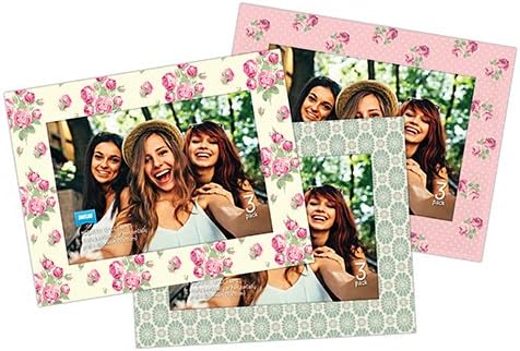 Shot2go Pack of 3 Magnetic Photo Fridge Frames 4x6 Vintage Floral