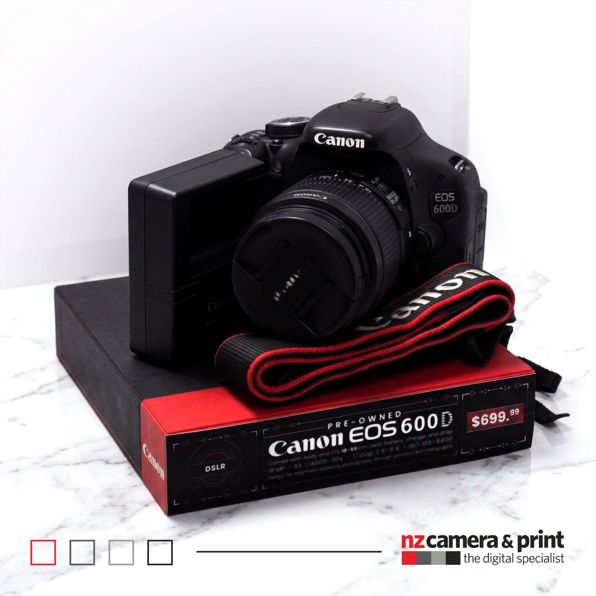 Pre-Owned Canon EOS 600D with EFS 18-55mm Lens, strap, charger and battery