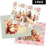 Shot2go Pack of 3 Magnetic Photo Fridge Frames 4x6 Vintage Floral