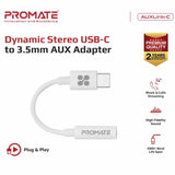 Promate USB-C 3.5mm AUX Adapter Dyanmic Stereo 12cm