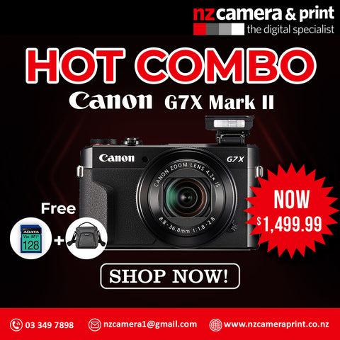 Hot Combo offer - Canon Powershot G7X Mark II - Vlog Camera + 128 GB SDXC Memory Card + Camera Bag