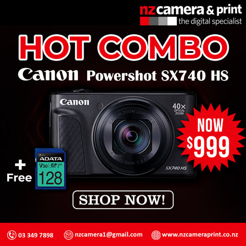 Hot Combo - Canon PowerShot SX740 HS Camera + 128 GB SDXC Memory Card - Limited Stock