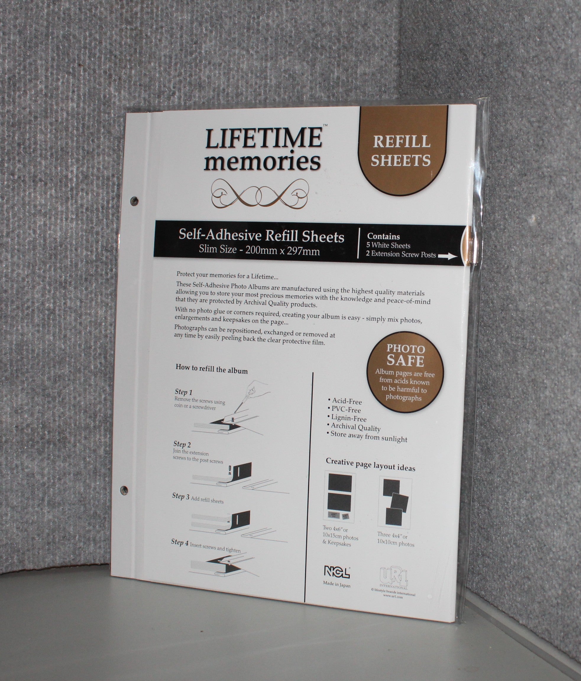 Self-adhesive refill sheets - 20cm x 29.7cm