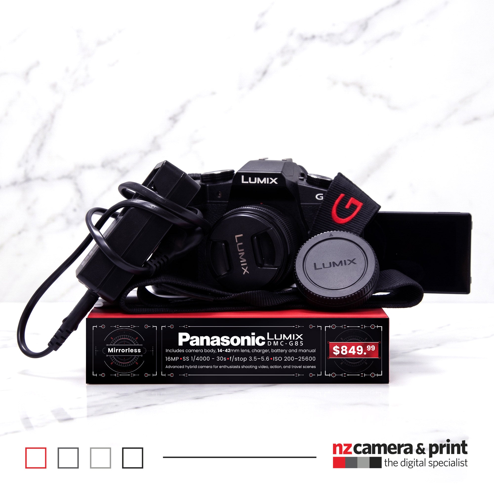 Pre-Owned Panasonic Lumix DMC-G85 Black with 14-42mm Lens Kit Bundle
